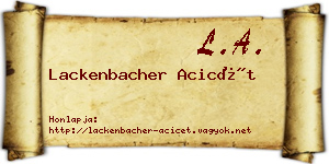 Lackenbacher Acicét névjegykártya